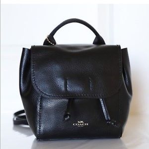 NWT NIB Coach Black leather derby backpack